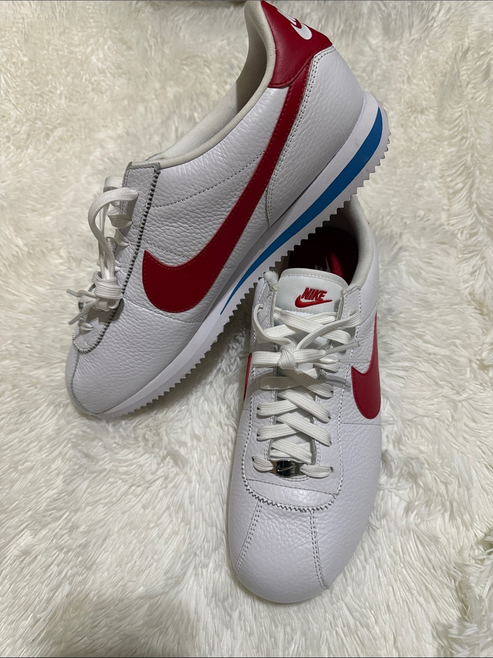 Nike Cortez White Sneakers with Red Swoosh